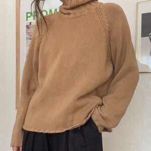 Vintage Camel Funnel Neck Jumper